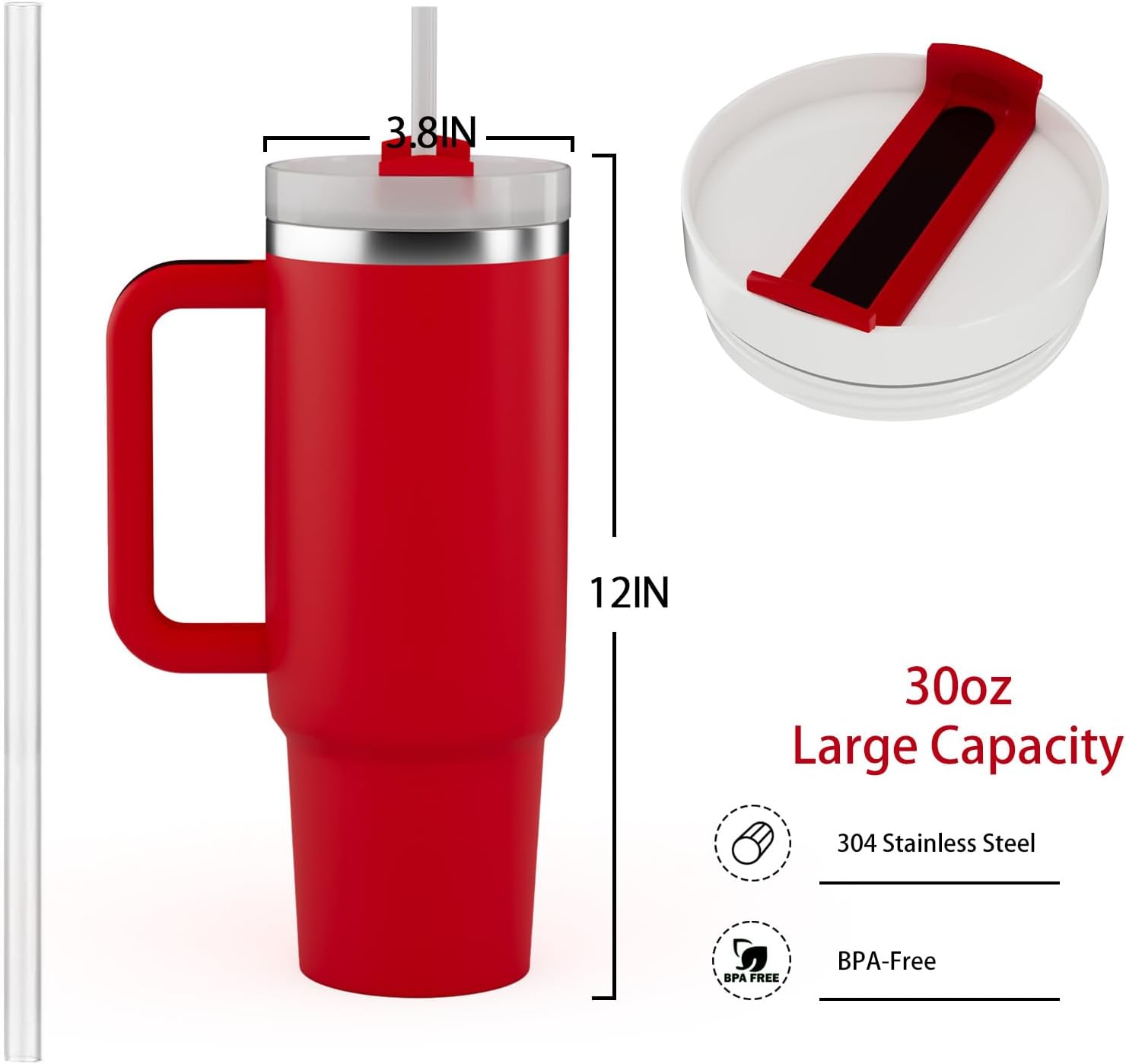 Hot/Cool Large Capacity Tumbler Stainless Steel Insulated Water Bottle With Straw - Leakproof, Vacuum-Sealed, 1200ml