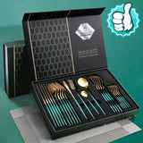 Marblene Pattern 24 Pcs Cutlery Set & Cutlery Holder
