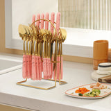 Marblene Pattern 24 Pcs Cutlery Set & Cutlery Holder