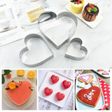 3Pcs Stainless Steel Heart Mousse Ring Mold Set – Cake, Biscuit, Cheese & Dessert Cutter