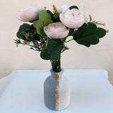 Cute Hand Made Mini Vase With Flower Bunch For Decoration, Sidetable Decoration Piece Gift Piece Ceramic Vase