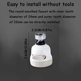 360-Degree Rotatable Kitchen Faucet Aerator with 3 Spray Modes - Water-Saving Tap Head with Pulse, Shower & Flower Settings, Fit Plastic Aerator for Home Use