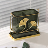 Luxury Leaf Design Cutlery Holder Set – Kitchen Spoon & Utensil Organizer with Drain Tray | Decorative Table Organizer