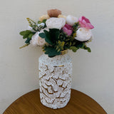 Classic White Vase With 2 Flower Bunches Large/Medium Home Decoration Vase For Living Room