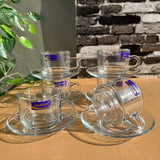 Luxury 12-Piece Glass Cup & Saucer Set by DELISOGA – Perfect for Tea & Coffee Lovers