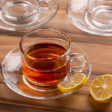 Luxury 12-Piece Glass Cup & Saucer Set by DELISOGA – Perfect for Tea & Coffee Lovers