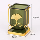 Luxury Leaf Design Cutlery Holder Set – Kitchen Spoon & Utensil Organizer with Drain Tray | Decorative Table Organizer