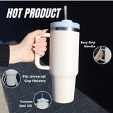 Hot/Cool Large Capacity Tumbler Stainless Steel Insulated Water Bottle With Straw - Leakproof, Vacuum-Sealed, 1200ml