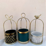 Classic Bird Cage Design Porcelain Pot/Spoon Holder Home Decoration Planter Pots