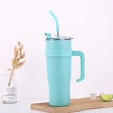 Hot/Cool Large Capacity Tumbler Stainless Steel Insulated Water Bottle With Straw - Leakproof, Vacuum-Sealed, 1200ml