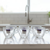 Delisoga 6-Piece Glass Mug Set (190ml) – Premium Clear Heat-Resistant Tea & Coffee Cups with Handles