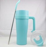 Hot/Cool Large Capacity Tumbler Stainless Steel Insulated Water Bottle With Straw - Leakproof, Vacuum-Sealed, 1200ml