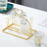 Gold Plated Modern Style Glass Drying Stand With Draining Tray- Heart Shape Stand