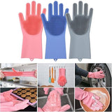 Reusable Silicone Dishwashing Gloves with Scrubber – Multipurpose Cleaning & Kitchen Gloves