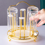 Glass Drying Rack Metal With Drainer Holder