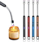 Stainless Steel Electric Rechargeable Arc Lighter/Plasma Lighter Flameless Windproof USB Lighter 360° Flexible Neck Arc Lighter Candles, Gas Stove, BBQ, Fireworks