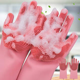 Reusable Silicone Dishwashing Gloves with Scrubber – Multipurpose Cleaning & Kitchen Gloves
