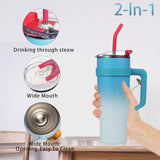 Double Tone Classic Hot/Cool Large Capacity Tumbler Stainless Steel Insulated Water Bottle With Straw - Leakproof, Vacuum-Sealed, 1200ml