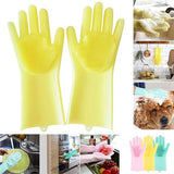 Reusable Silicone Dishwashing Gloves with Scrubber – Multipurpose Cleaning & Kitchen Gloves