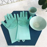 Reusable Silicone Dishwashing Gloves with Scrubber – Multipurpose Cleaning & Kitchen Gloves
