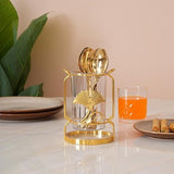 Luxury Leaf Design Cutlery Holder Set – Kitchen Spoon & Utensil Organizer with Drain Tray | Decorative Table Organizer