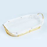 Golden Metal Bread Basket – Large Oval & Rectangular Serving Basket (19.5 x 10 x 4.5 in)