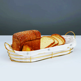 Golden Metal Bread Basket – Large Oval & Rectangular Serving Basket (19.5 x 10 x 4.5 in)