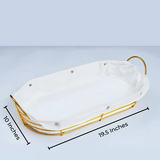 Golden Metal Bread Basket – Large Oval & Rectangular Serving Basket (19.5 x 10 x 4.5 in)