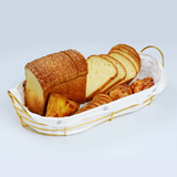 Golden Metal Bread Basket – Large Oval & Rectangular Serving Basket (19.5 x 10 x 4.5 in)