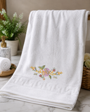 Premium 500 GSM Embroidered Cotton Bath Towel – Soft, Absorbent & Elegant Floral Design