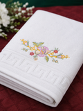 Premium 500 GSM Embroidered Cotton Bath Towel – Soft, Absorbent & Elegant Floral Design