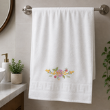 Premium 500 GSM Embroidered Cotton Bath Towel – Soft, Absorbent & Elegant Floral Design
