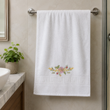 Premium 500 GSM Embroidered Cotton Bath Towel – Soft, Absorbent & Elegant Floral Design