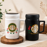 Black & White Ceramic Mugs Pair 450 ML Large size Cute Gift Set Wedding, Birthday Gift idea