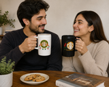 Black & White Ceramic Mugs Pair 450 ML Large size Cute Gift Set Wedding, Birthday Gift idea