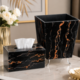 Premium Marble Design Dustbin with Tissue Box Holder Set – Modern Home & Bathroom Décor