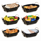 Premium Gold-Plated Bread & Serving Baskets – Rectangular & Oval with Washable Fabric