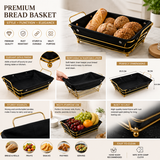 Premium Gold-Plated Bread & Serving Baskets – Rectangular & Oval with Washable Fabric
