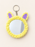 Handmade Fuzzy Mirror Keychain – Cute  Design Mini Pocket Mirror Keyring