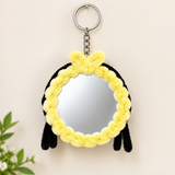 Handmade Fuzzy Mirror Keychain – Cute  Design Mini Pocket Mirror Keyring