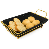 Premium Gold-Plated Bread & Serving Baskets – Rectangular & Oval with Washable Fabric