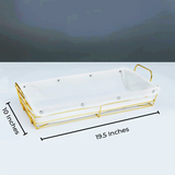 Golden Metal Bread Basket – Large Oval & Rectangular Serving Basket (19.5 x 10 x 4.5 in)