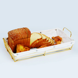 Golden Metal Bread Basket – Large Oval & Rectangular Serving Basket (19.5 x 10 x 4.5 in)