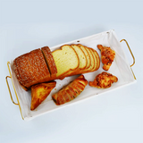 Golden Metal Bread Basket – Large Oval & Rectangular Serving Basket (19.5 x 10 x 4.5 in)