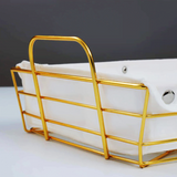 Golden Metal Bread Basket – Large Oval & Rectangular Serving Basket (19.5 x 10 x 4.5 in)