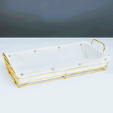 Golden Metal Bread Basket – Large Oval & Rectangular Serving Basket (19.5 x 10 x 4.5 in)