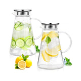 Premium Borosilicate Glass Jug with Stainless Steel Airtight Cap – Elegant & Durable Drinkware