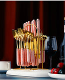 Marblene Pattern 24 Pcs Cutlery Set & Cutlery Holder