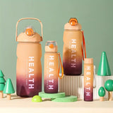 Silicone Gradient Color high-capacity Gym Sports Straw  Water Bottle Set