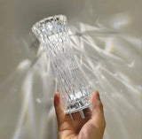 Luxury Crystal Diamond LED Table Lamp – USB Rechargeable Touch Control 3-Color Dimmable Night Light